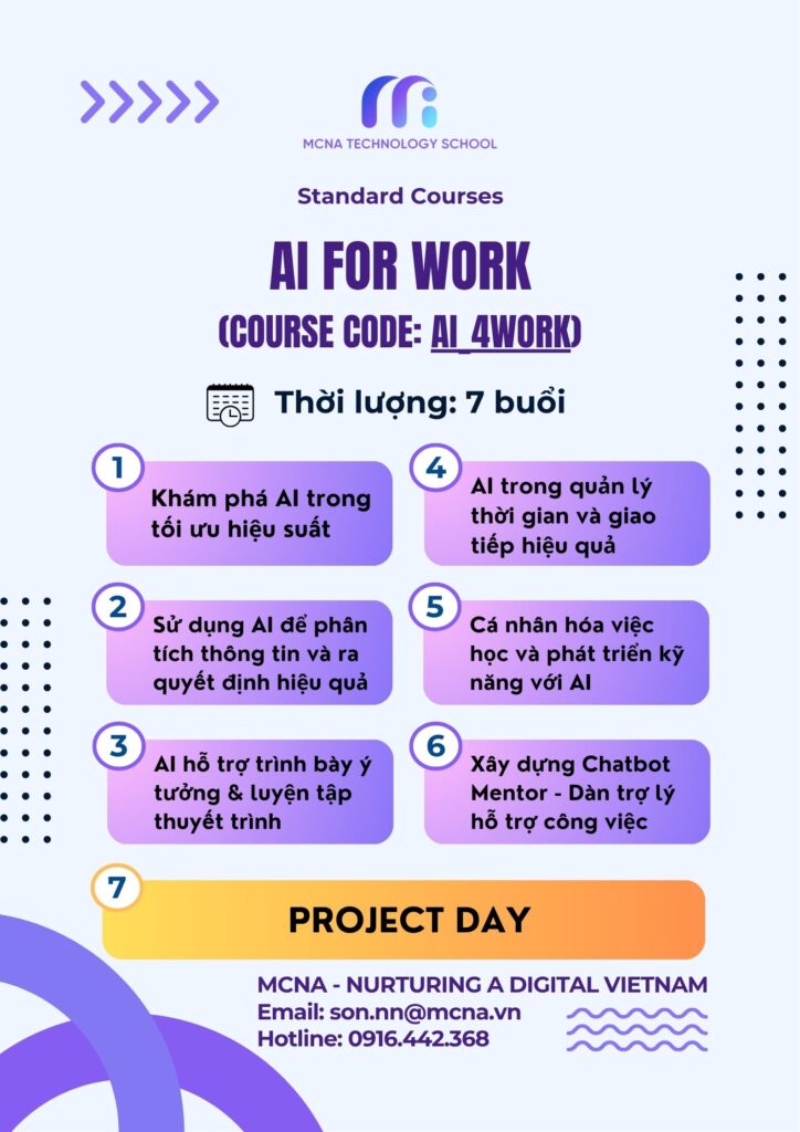 Chi Tiết Syllabus Khoá học AI FOR WORK tại MCNA