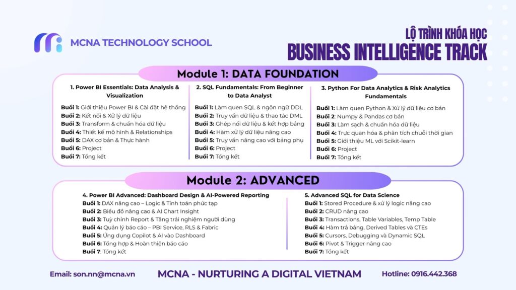 Chi Tiết Lộ trình nghề nghiệp Business Intelligence Track