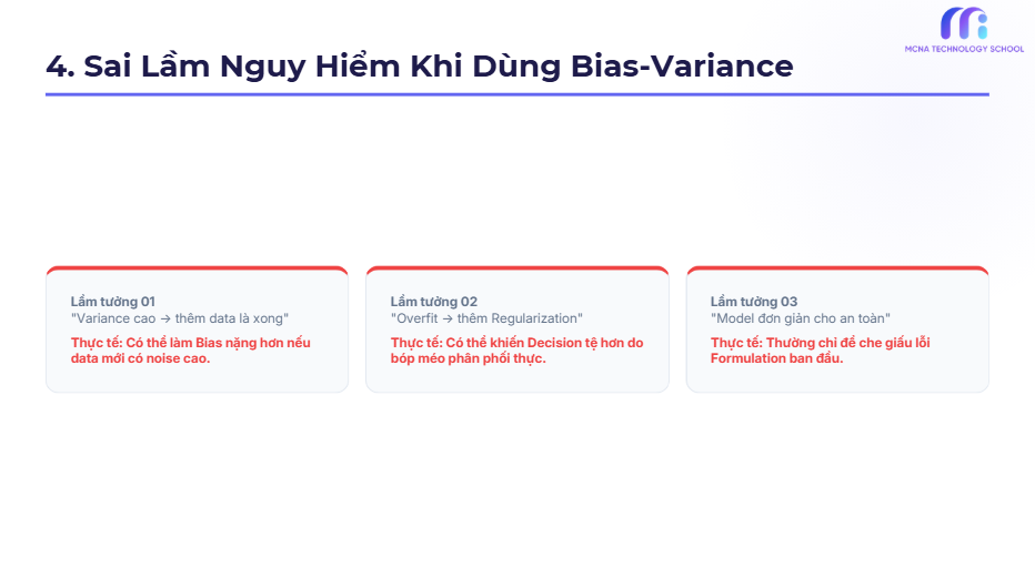 Sai lầm phổ biến khi áp dụng Bias–Variance